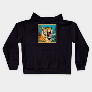 Colorful Tiger Cartoon Vintage Bengals Tiger Drawing Comics Fearless Tiger Kids Hoodie